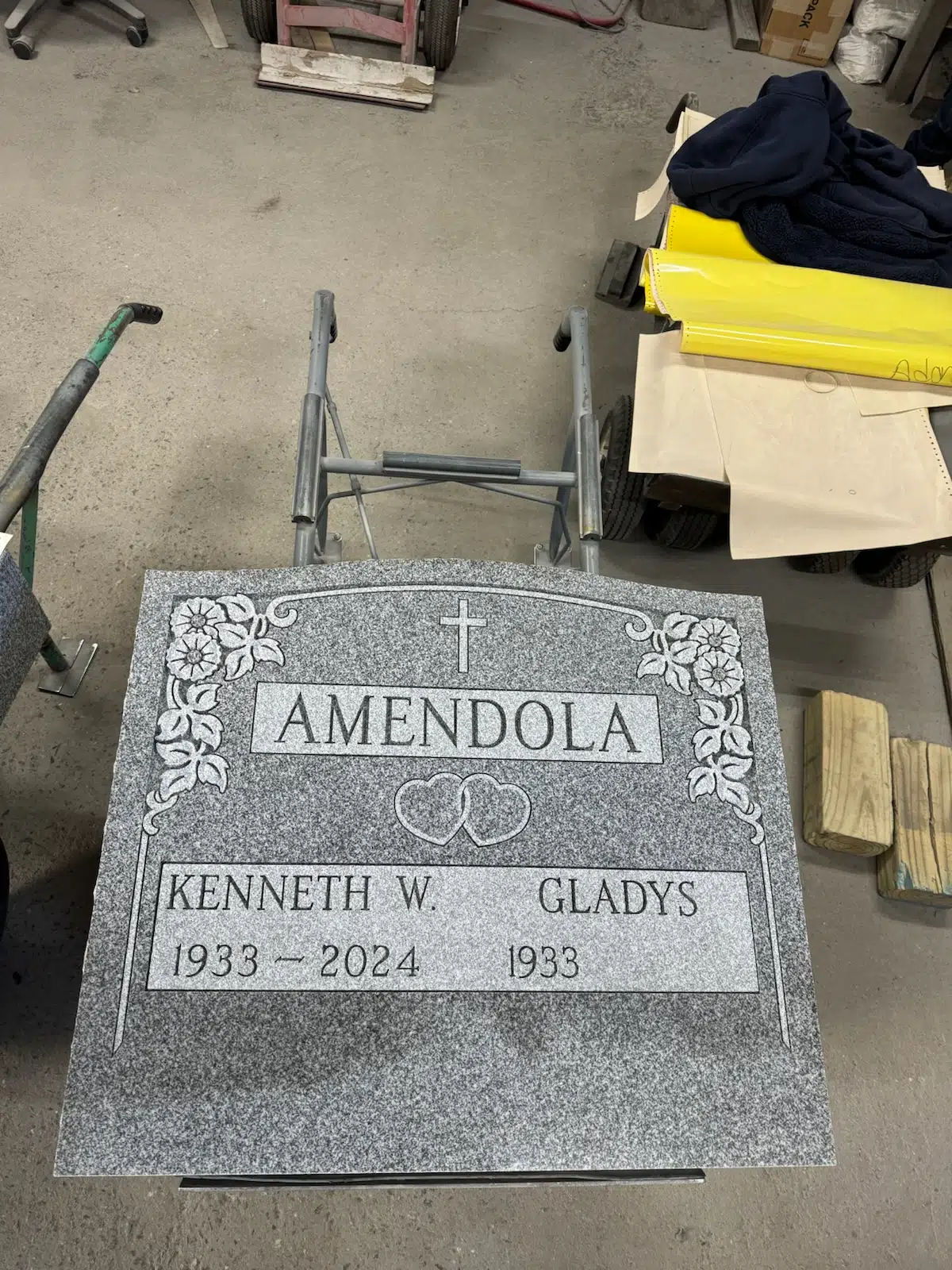 Granite Memorial Bench hand-carved by Memorial Bench Finder in NJ — image 3